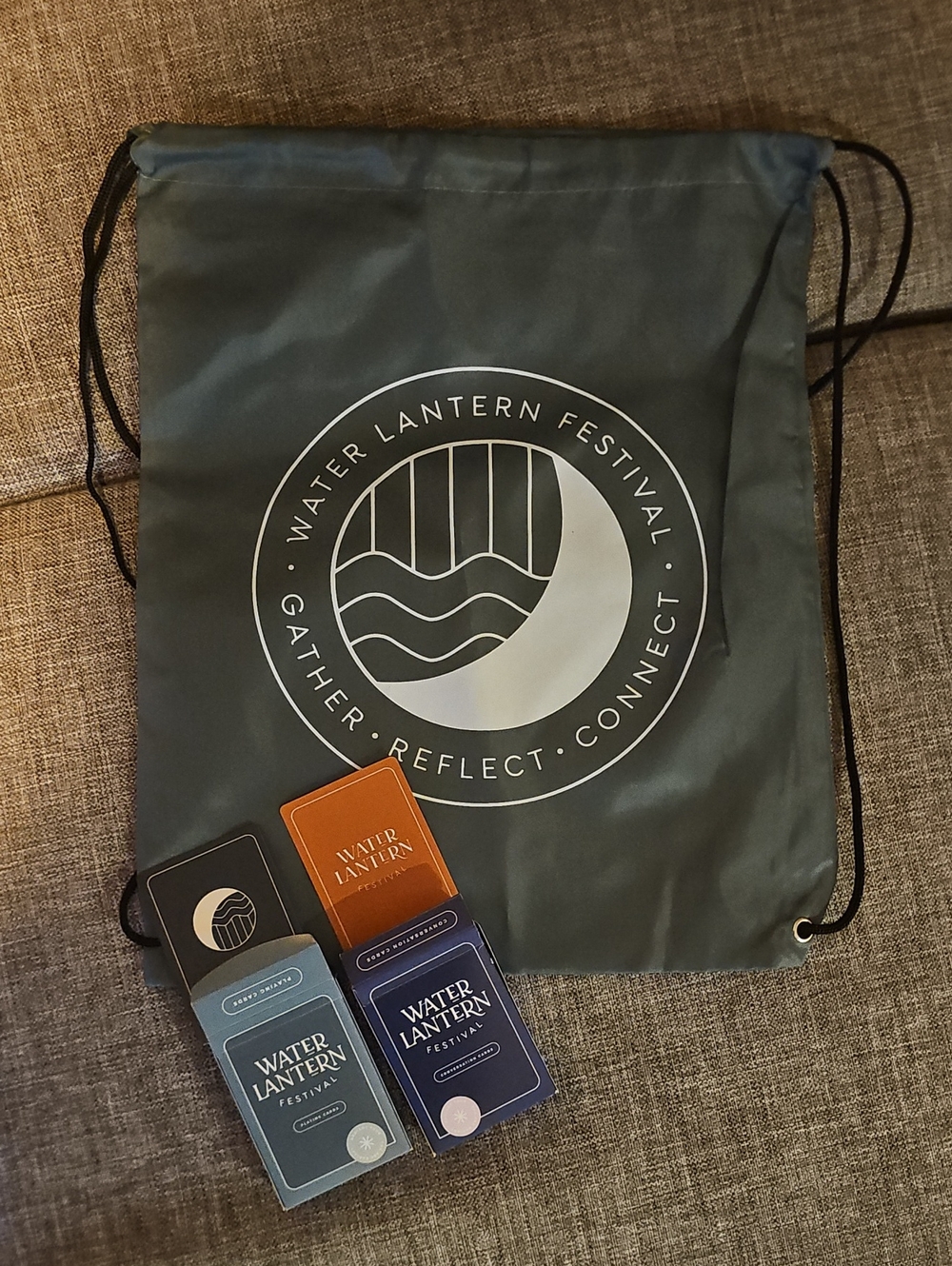 Water Lantern Festival Drawstring Backpack And Cards - Unbranded